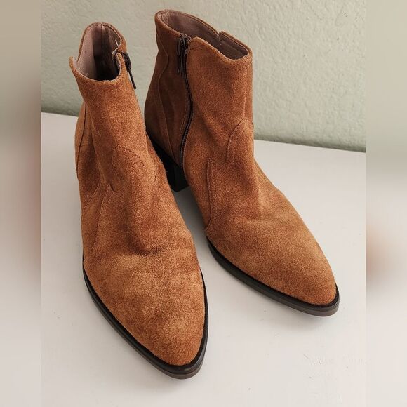 $595 Ron White Wayva Cognac Suede Bootie Womens Size EU 37 US Size 6.5 -7 - Picture 3 of 10